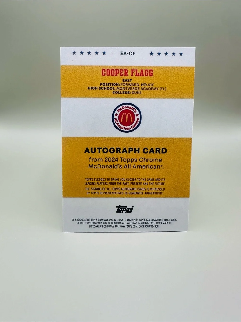 Cooper Flagg Autograph Rookie 
McDonald’s All American Novelty Card. Mavericks. - Picture 2 of 2
